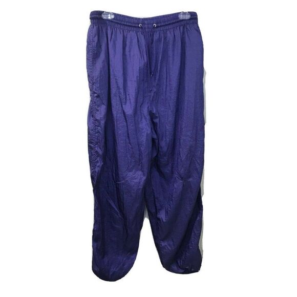 Unbranded Pants - Track Sweat Pants L Purple Nylon Blend Lined Pockets elastic drawstring waist